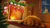 Новогоднее рисованное качественное фото большой доброй собаки